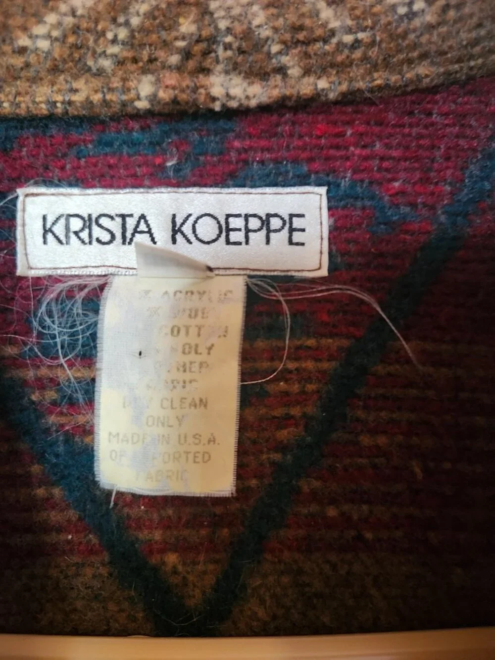 RARE Vintage Krista Koeppe Western Ski Long Wool Colorful Coat